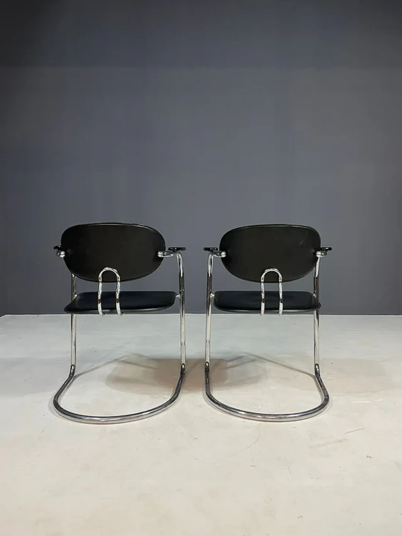 Pair of chrome Bauhaus style chairs by Effezeta, 1980s 3