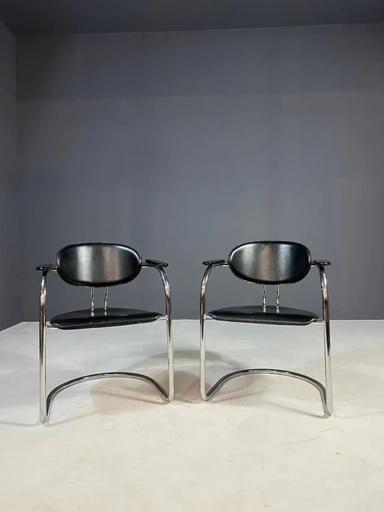 Pair of chrome Bauhaus style chairs by Effezeta, 1980s 6