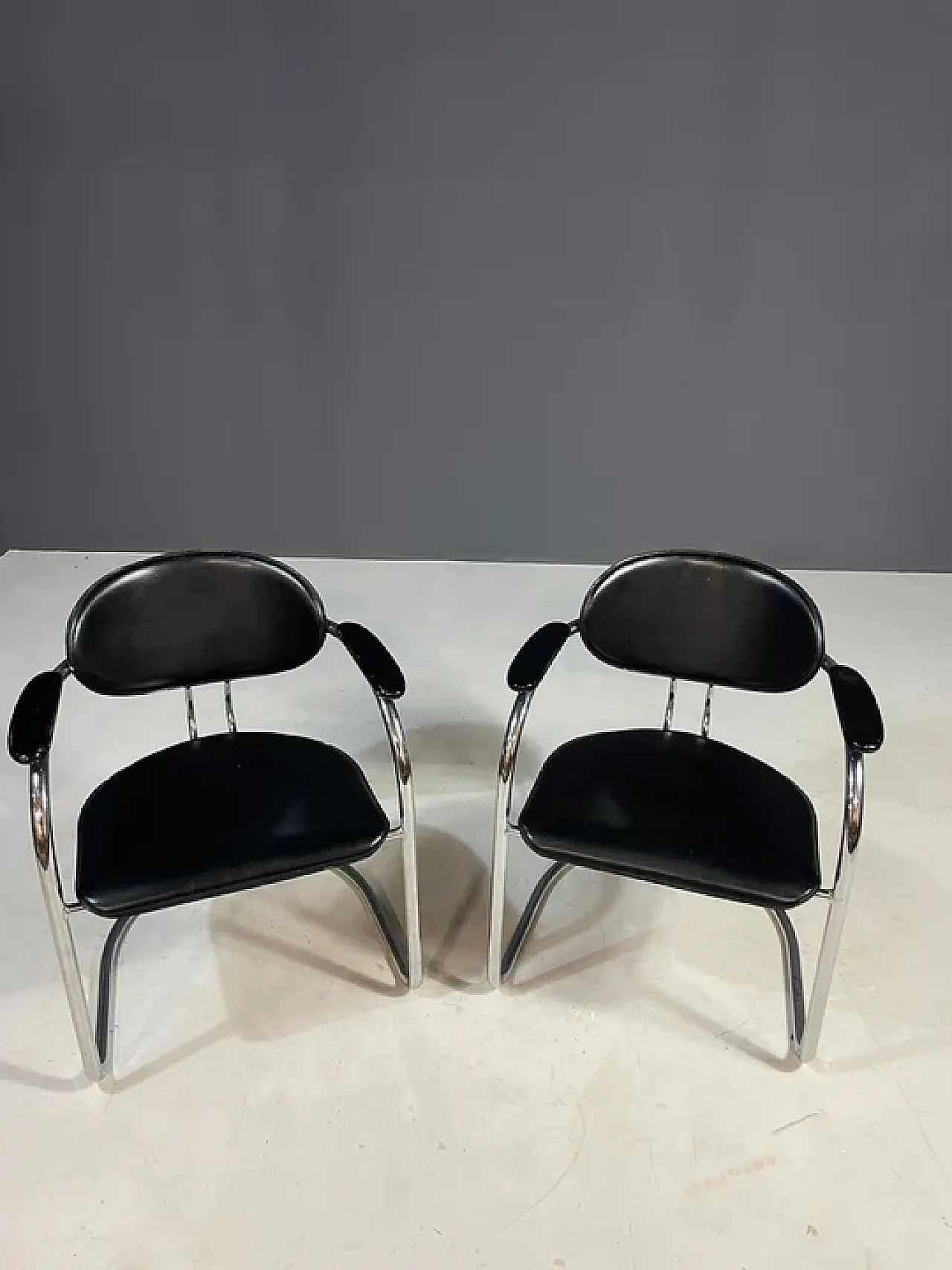 Pair of chrome Bauhaus style chairs by Effezeta, 1980s 8