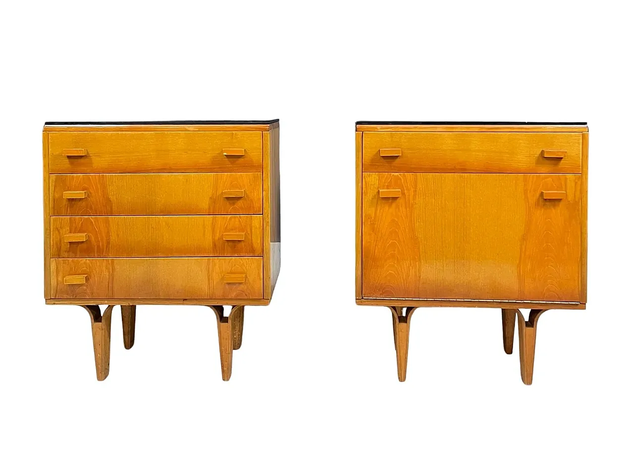 Coppia di comodini in legno di Nový Domov, anni '70 1