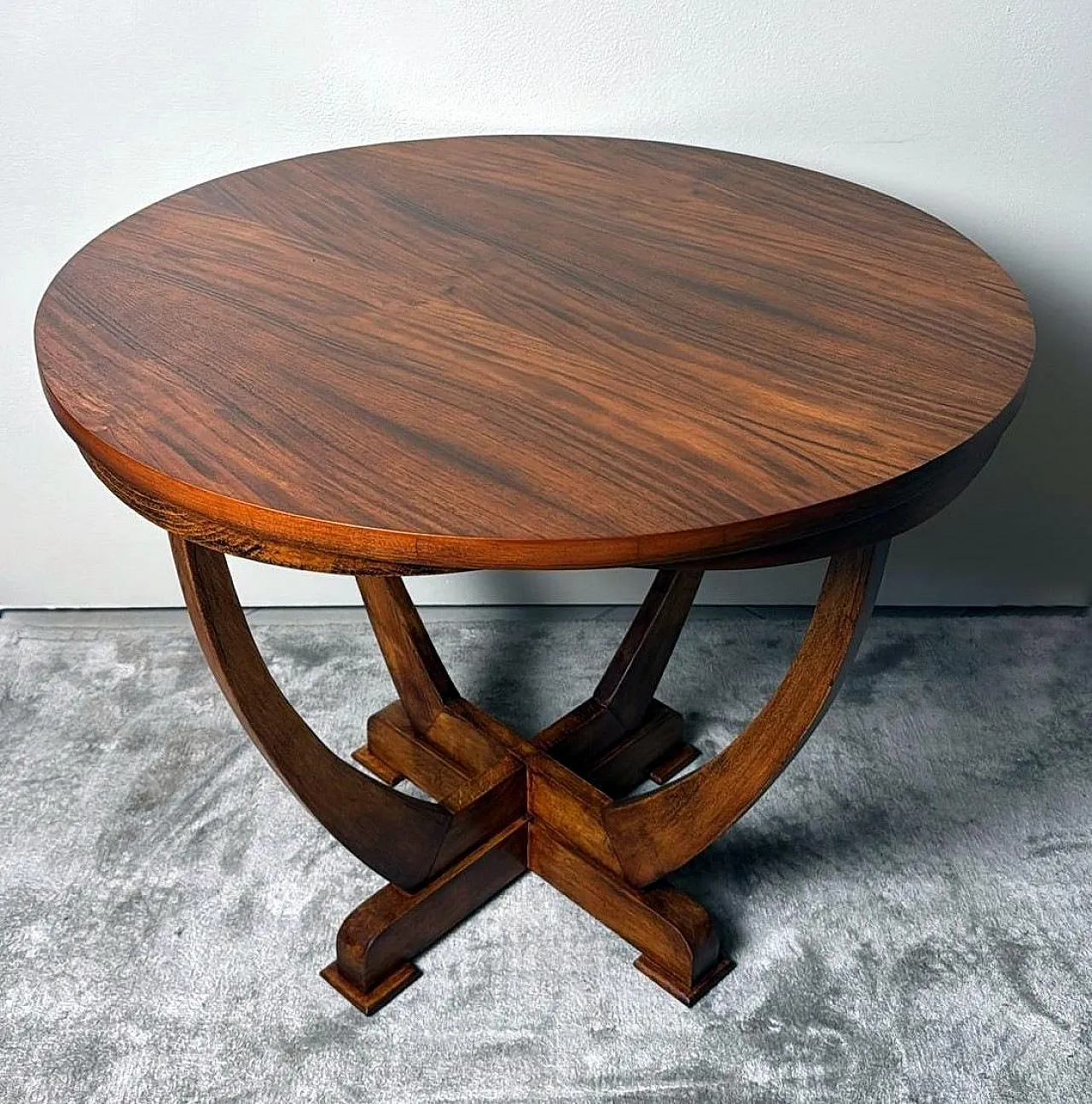 Tavolino da caffè Art Deco in noce, primo '900 2