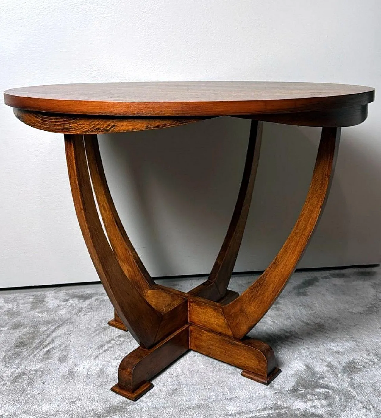 Tavolino da caffè Art Deco in noce, primo '900 6