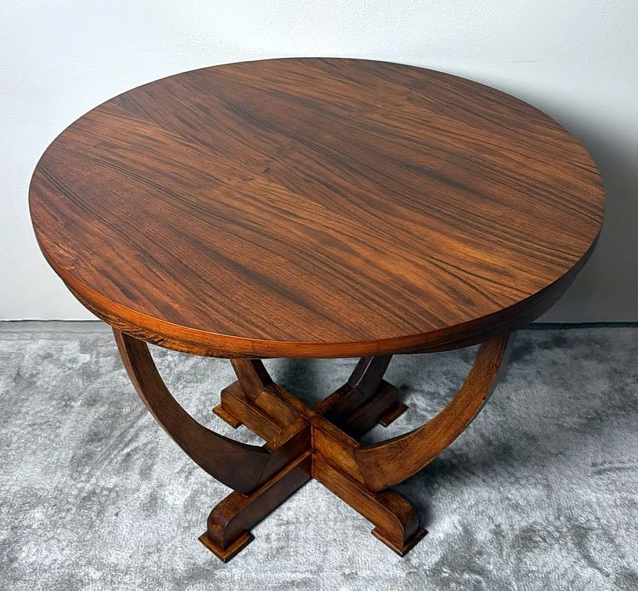 Tavolino da caffè Art Deco in noce, primo '900 7