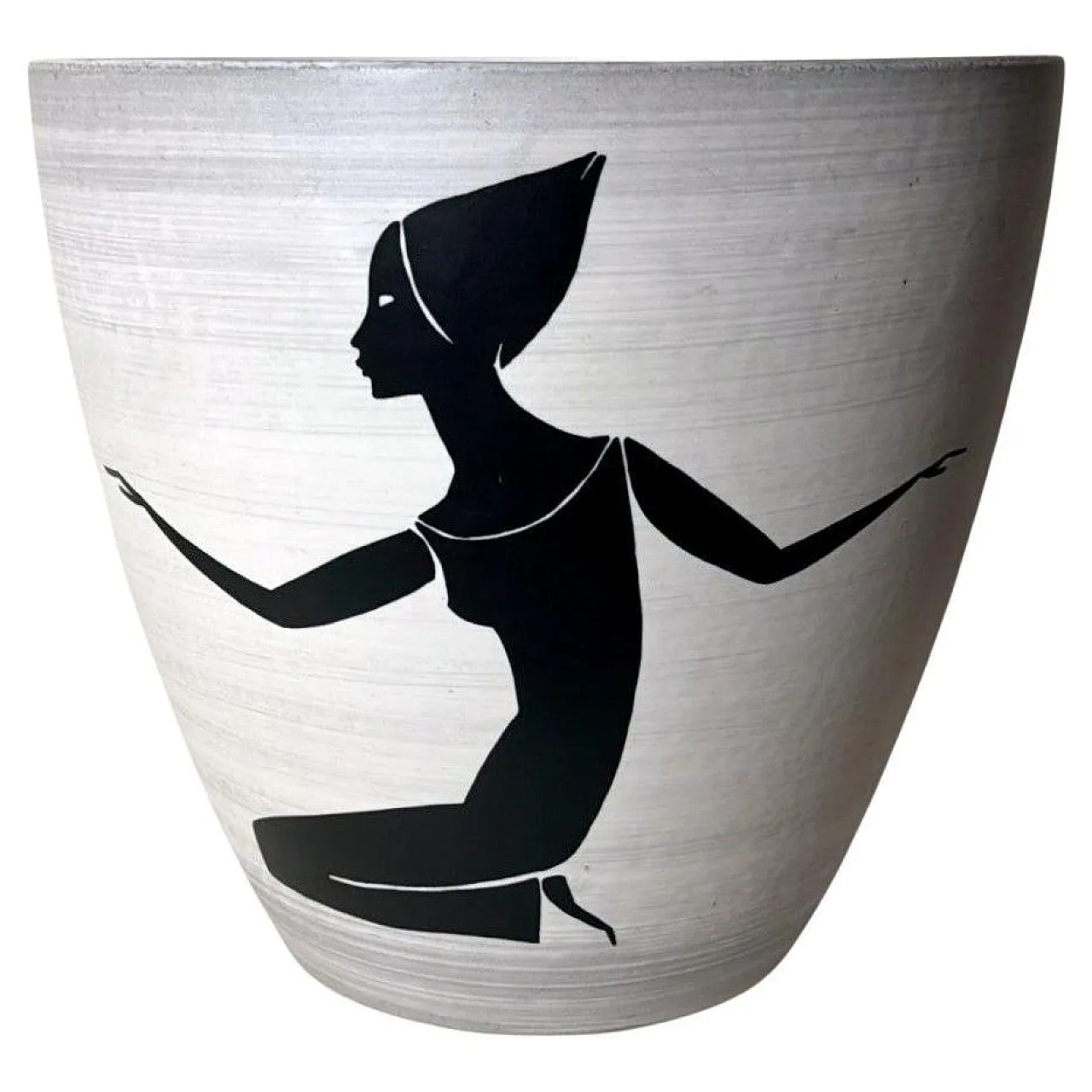 Cachepot in gres dipinto a mano di Sèvres Paul per Milet, anni '50 1