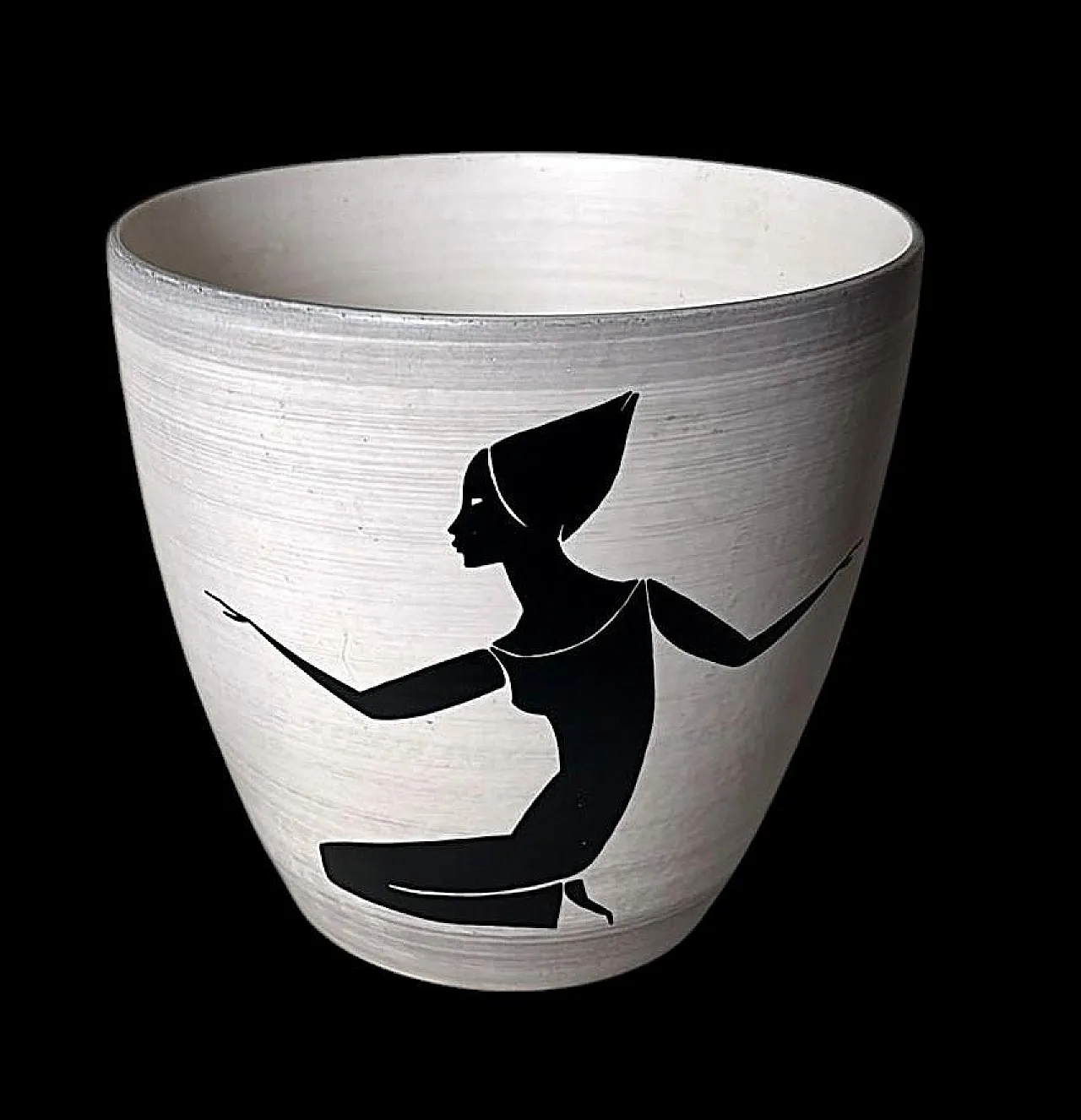 Cachepot in gres dipinto a mano di Sèvres Paul per Milet, anni '50 3