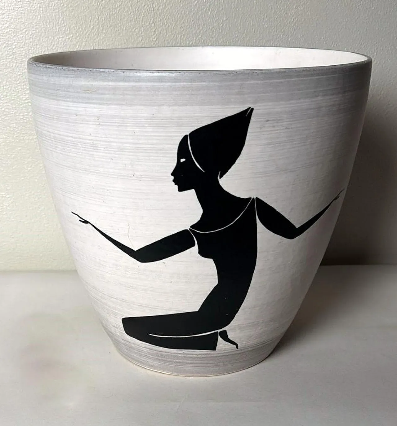 Cachepot in gres dipinto a mano di Sèvres Paul per Milet, anni '50 4