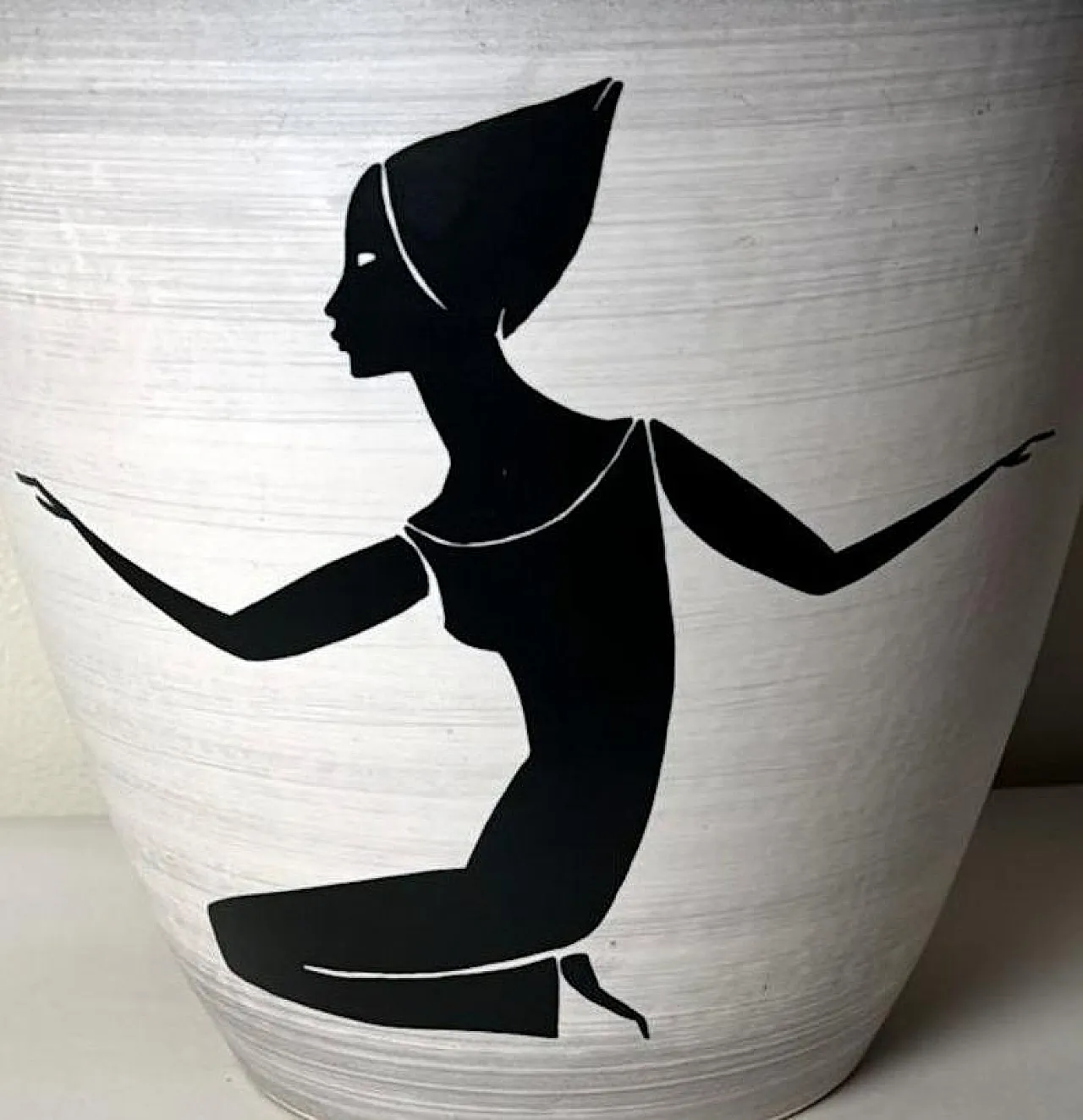 Cachepot in gres dipinto a mano di Sèvres Paul per Milet, anni '50 6