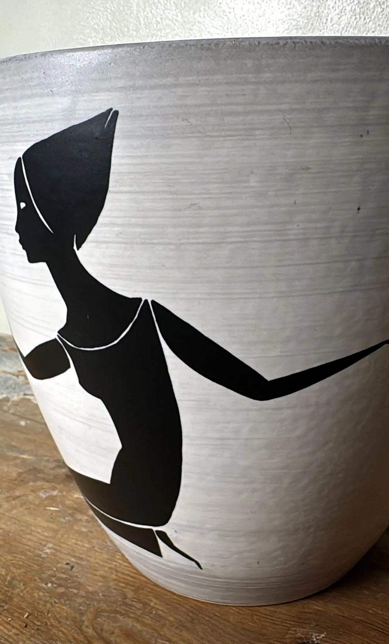 Cachepot in gres dipinto a mano di Sèvres Paul per Milet, anni '50 7