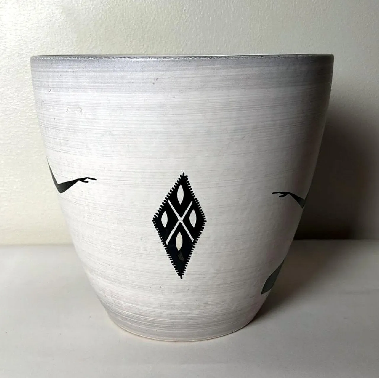 Cachepot in gres dipinto a mano di Sèvres Paul per Milet, anni '50 11