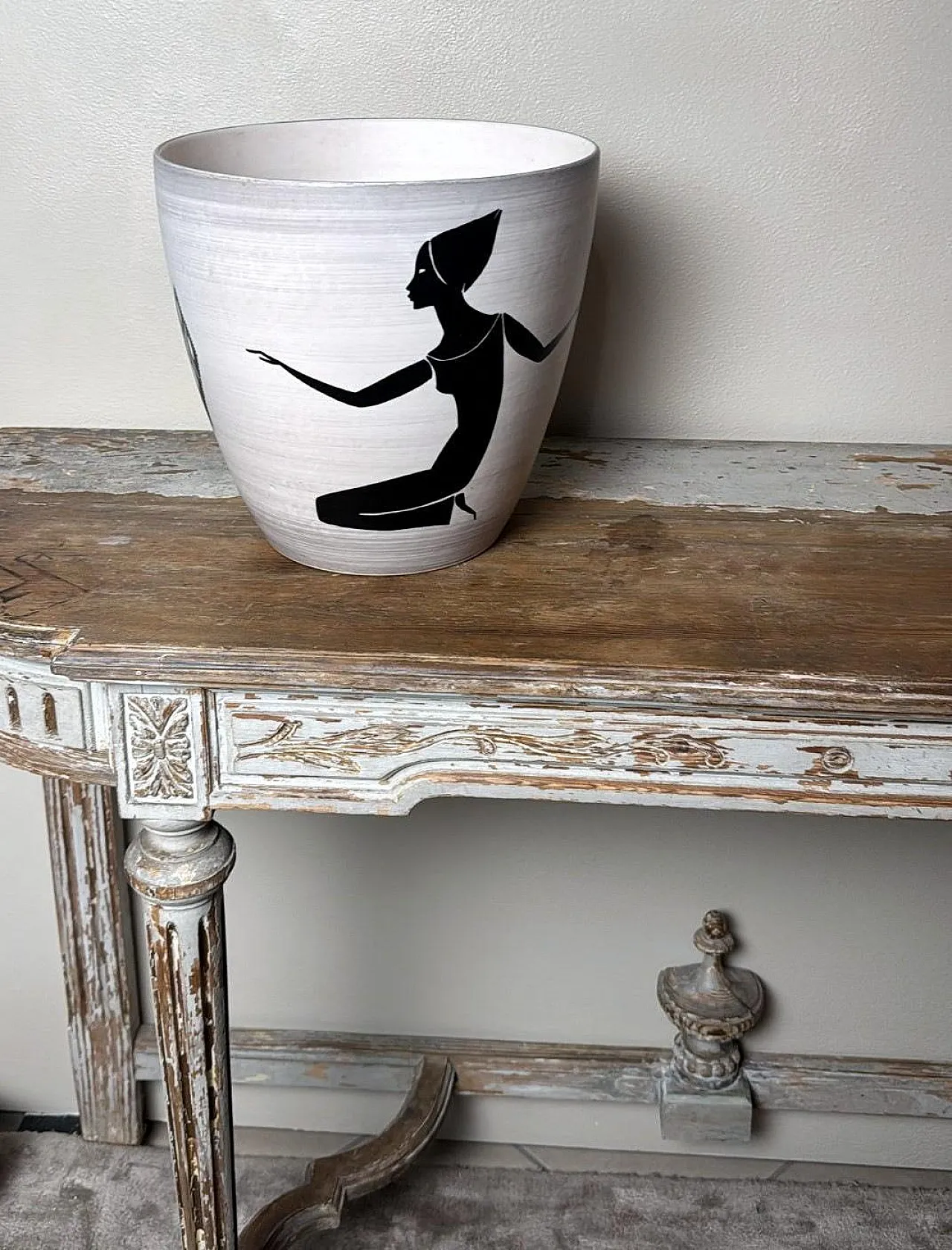 Cachepot in gres dipinto a mano di Sèvres Paul per Milet, anni '50 18