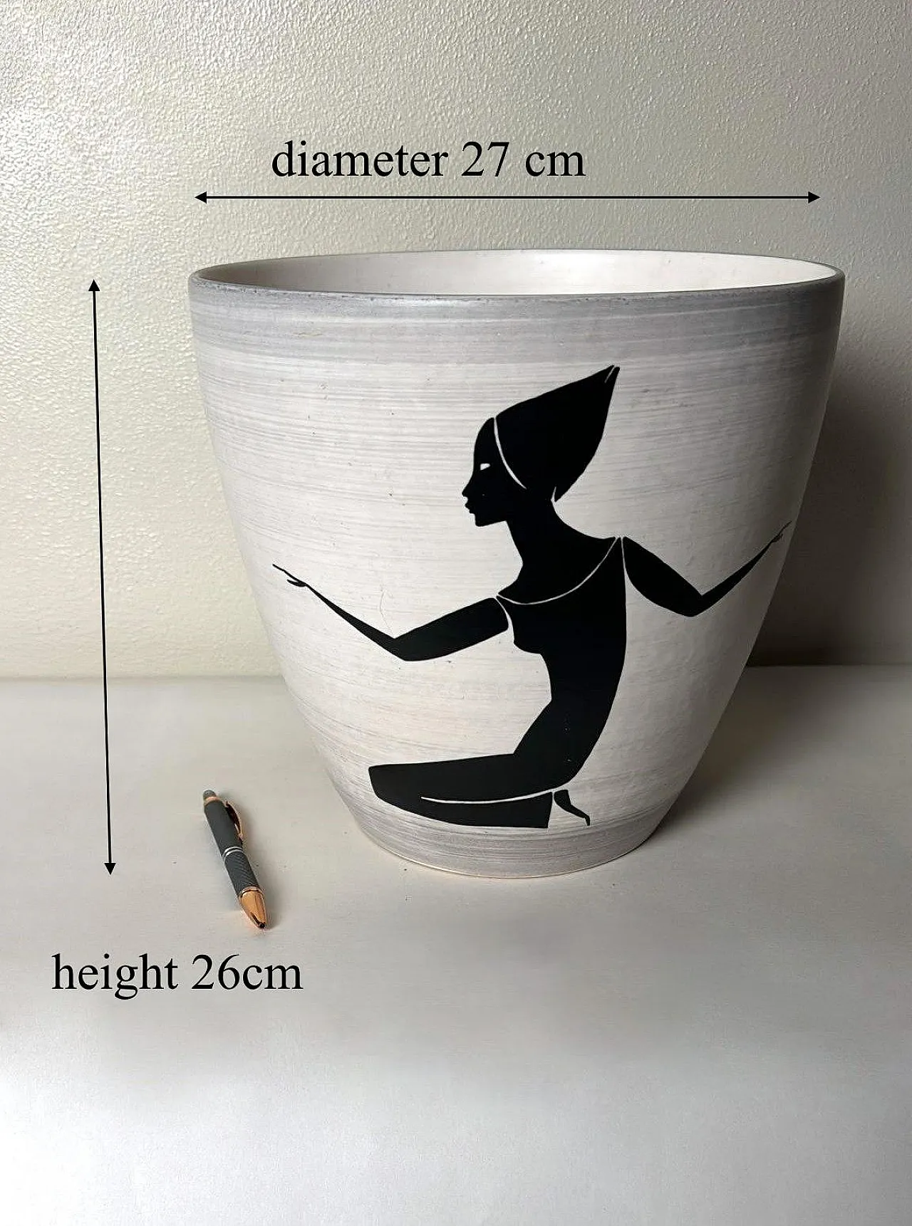 Cachepot in gres dipinto a mano di Sèvres Paul per Milet, anni '50 20