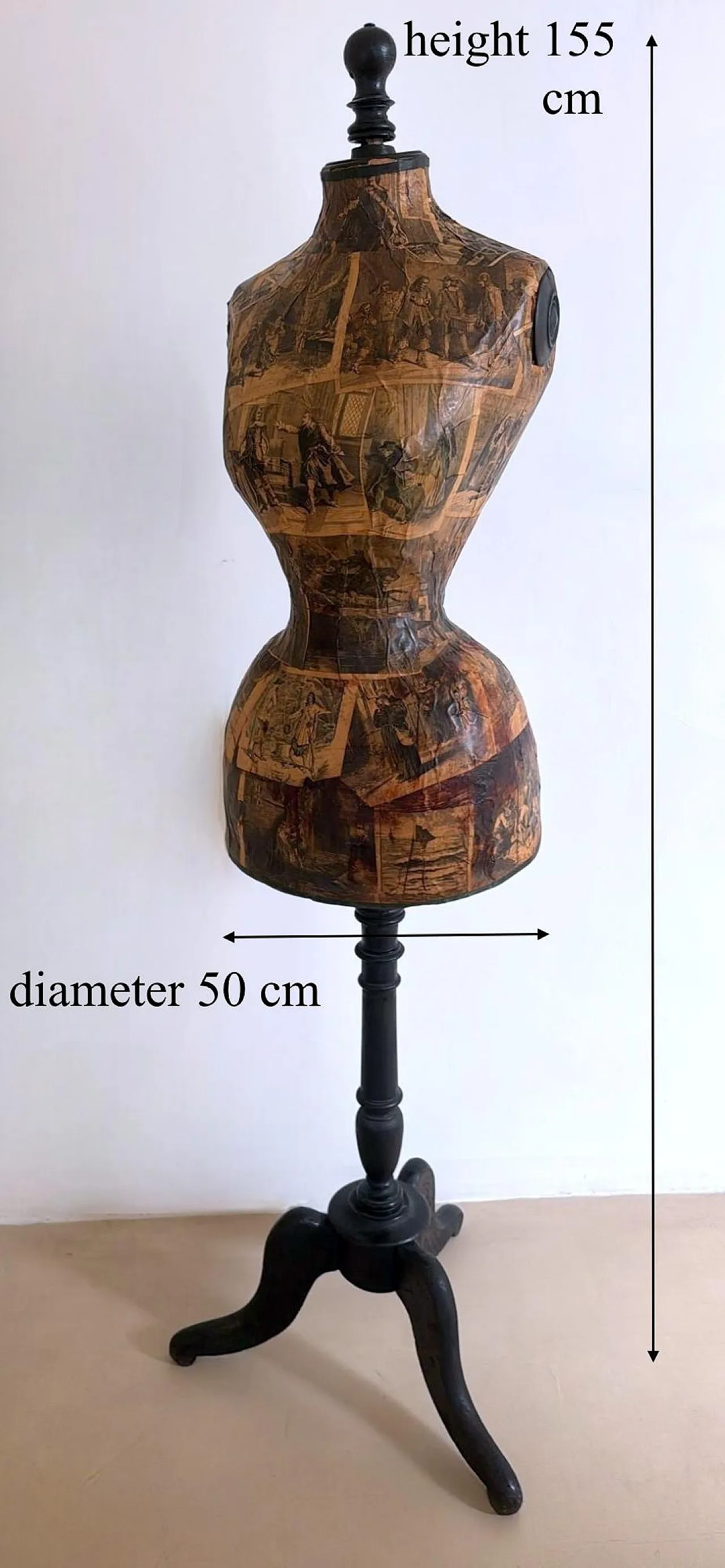 Napoleon III style wooden tailor's dummy, 19th century 19