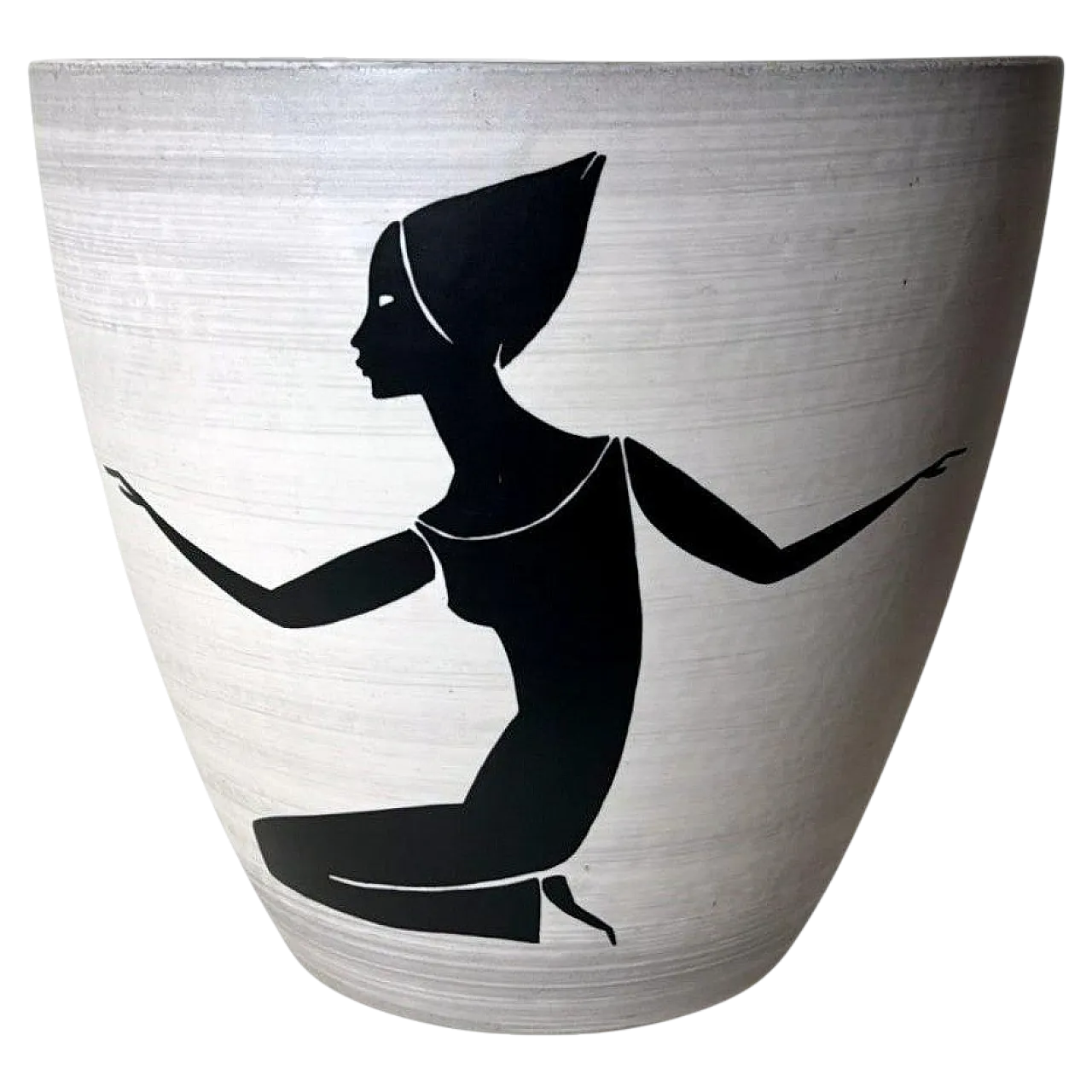 Cachepot in gres dipinto a mano di Sèvres Paul per Milet, anni '50 21