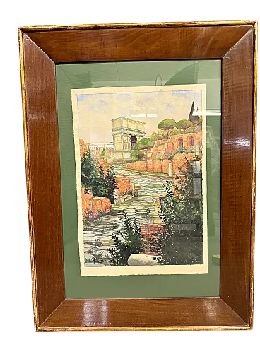 Roma, fori romani, acquerello, '800