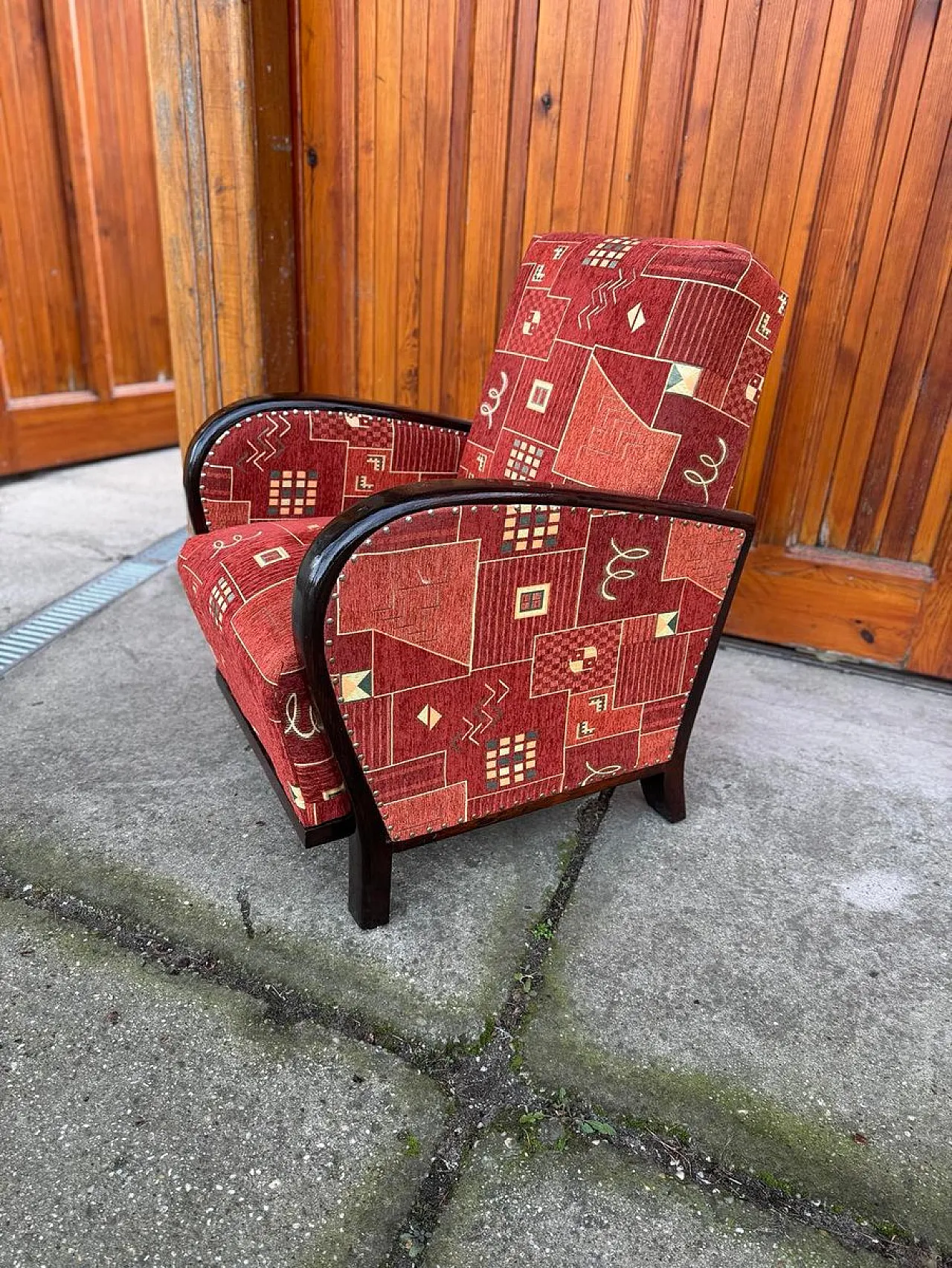 Poltrona Art Déco con rivestimento a motivi nuovi, anni '30 3