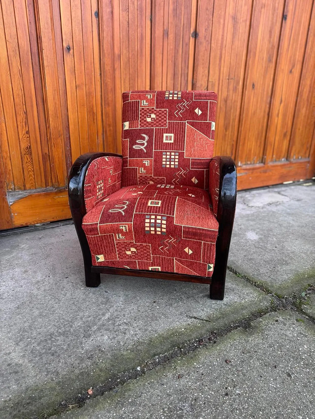 Poltrona Art Déco con rivestimento a motivi nuovi, anni '30 6