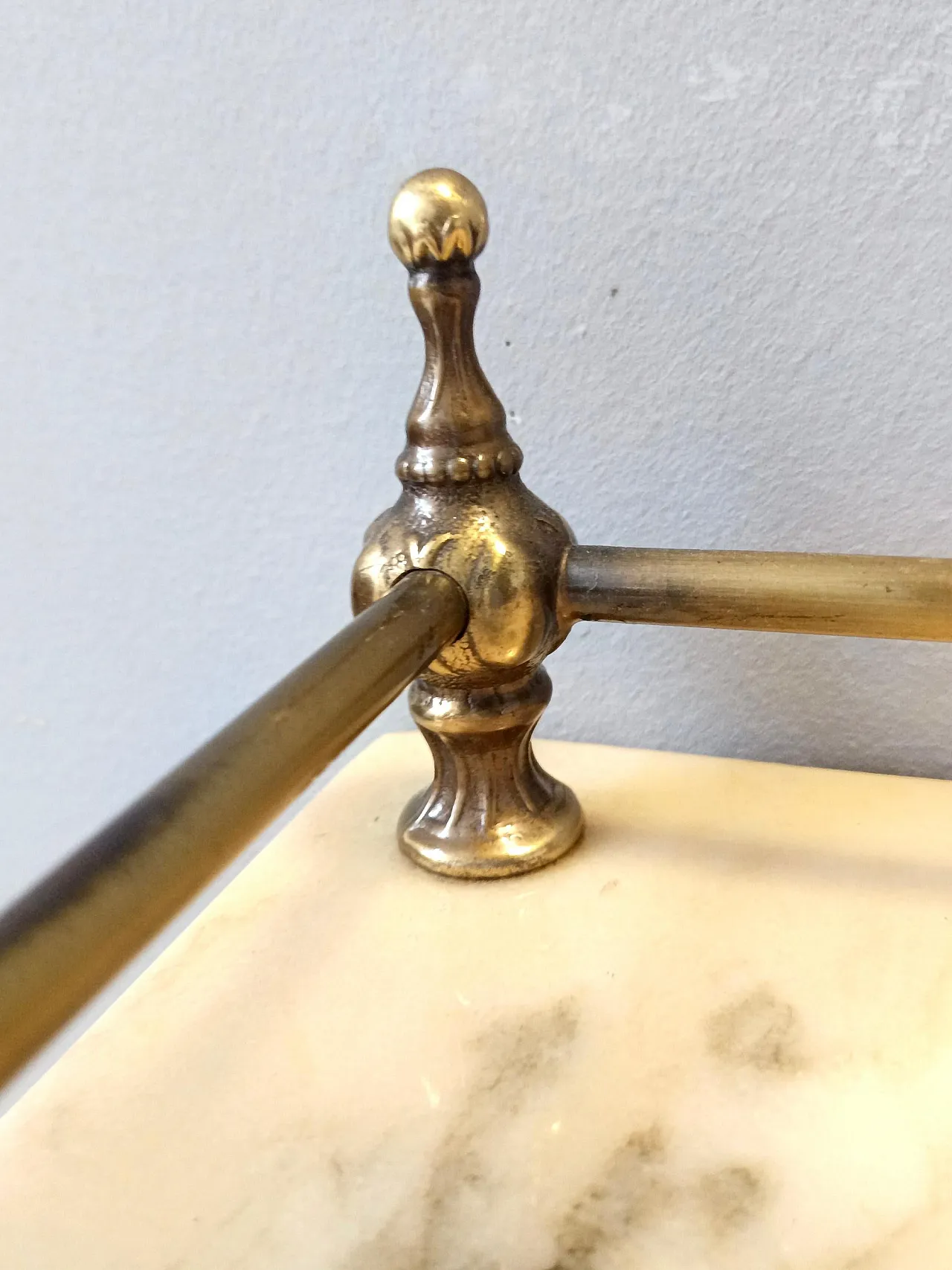 Pair of consoles with marble tops and brass legs, 1960s 11