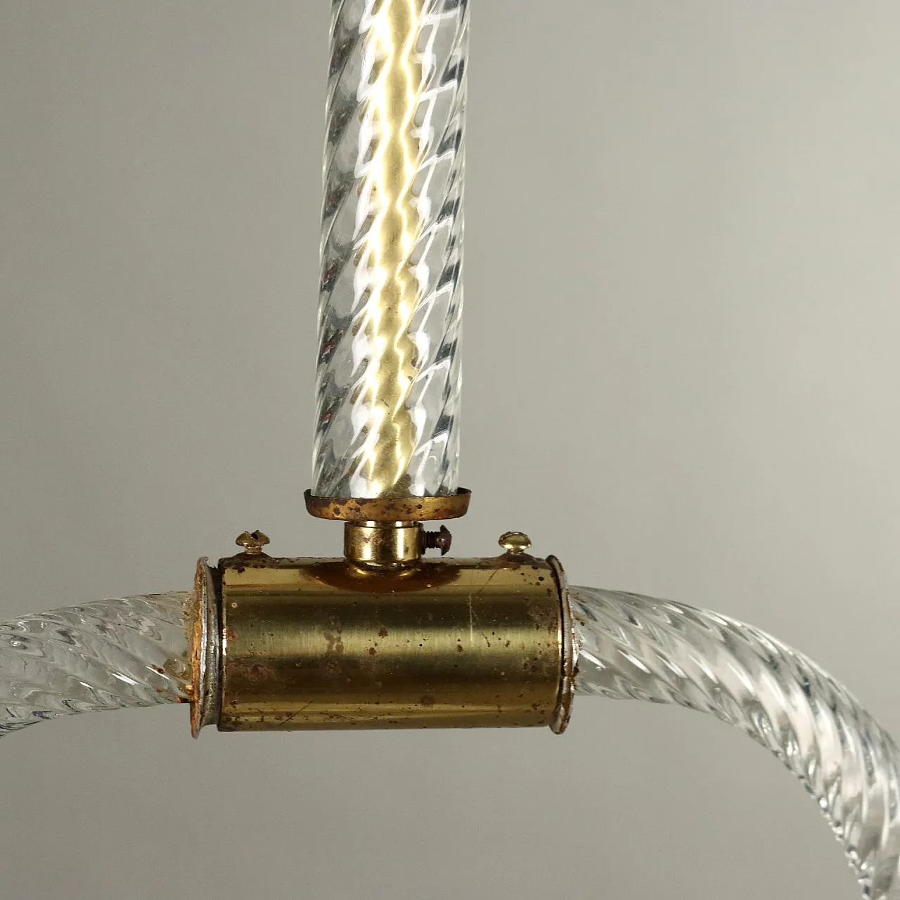 Murano glass and brass chandelier, 1950s 5