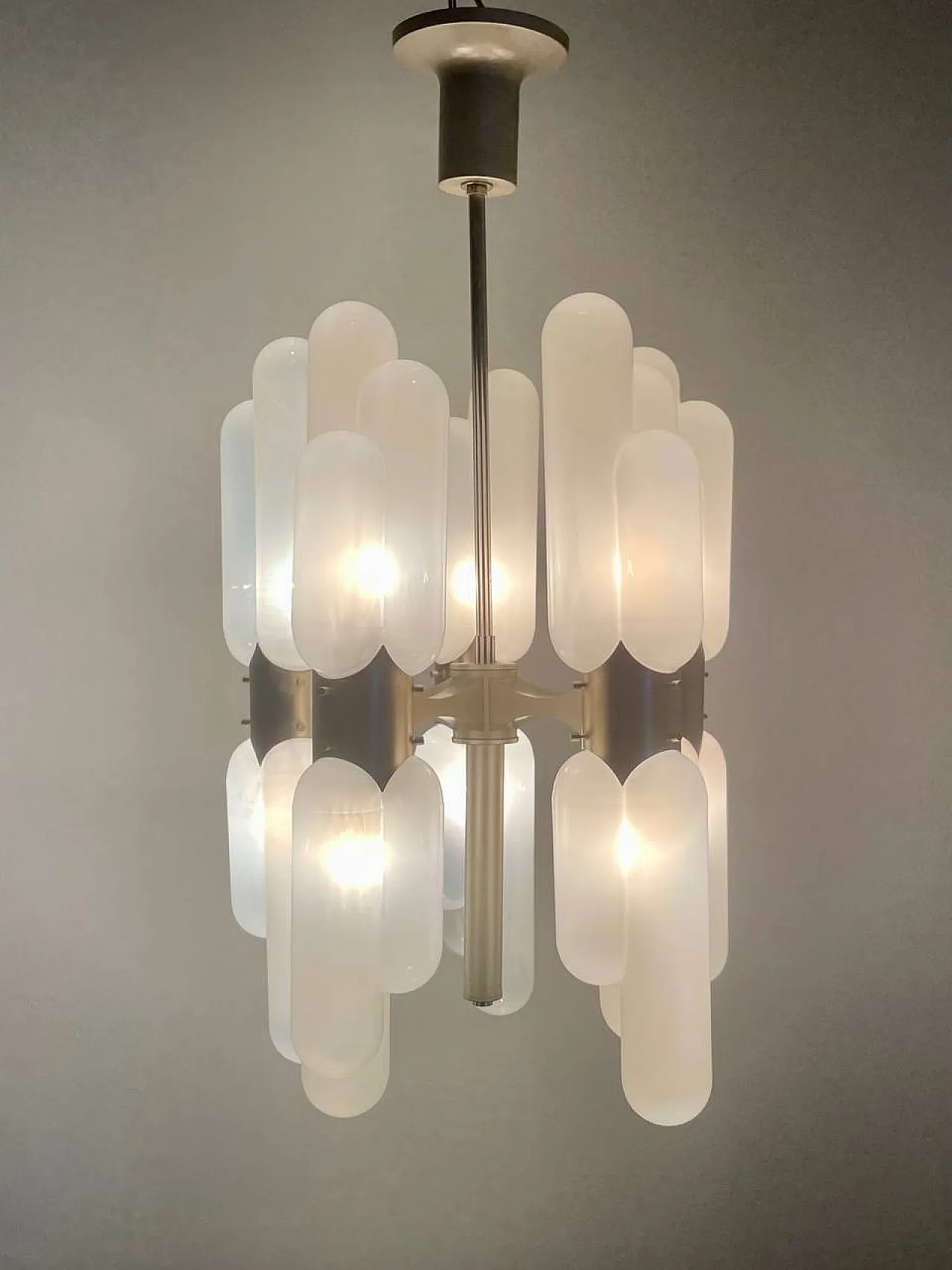 Lampadario Torpedo di Carlo Nason per Mazzega, fine '900 1