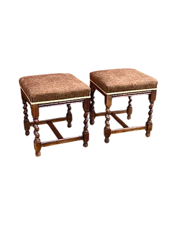 Coppia di sgabelli coloniali in legno, anni '50