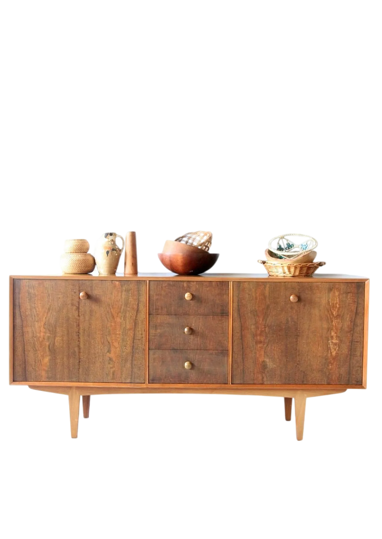 Credenza Mid-Century moderna con venature del legno, anni '60 9