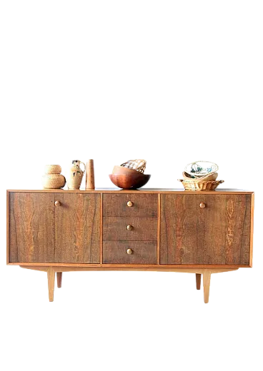 Credenza Mid-Century moderna con venature del legno, anni '60