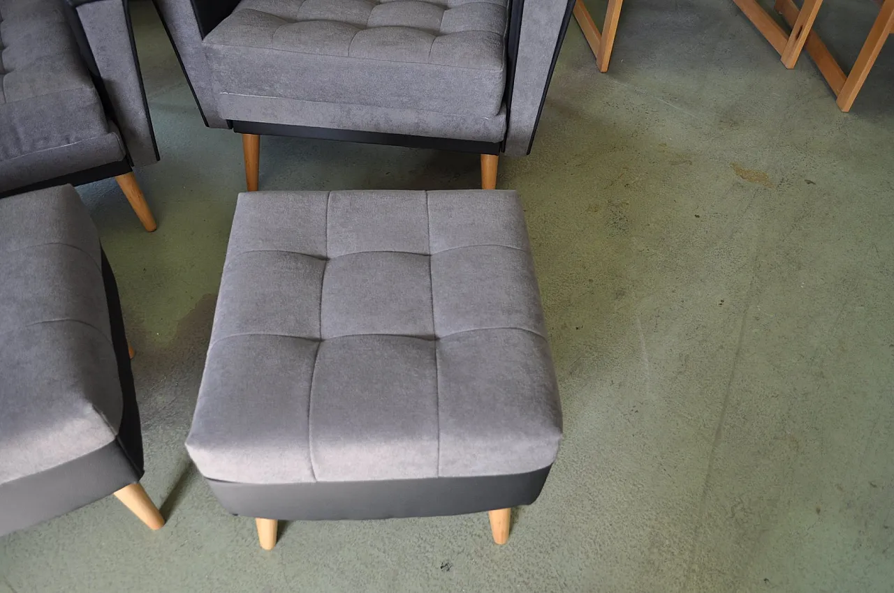 Sgabello Mid-Century moderno grigio e nero, anni '50 1