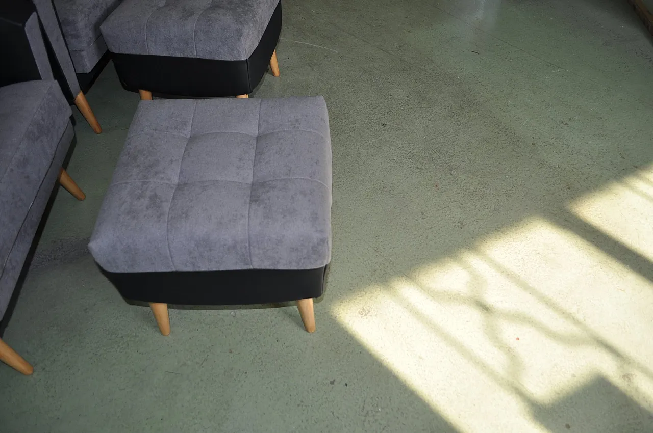 Sgabello Mid-Century moderno grigio e nero, anni '50 5