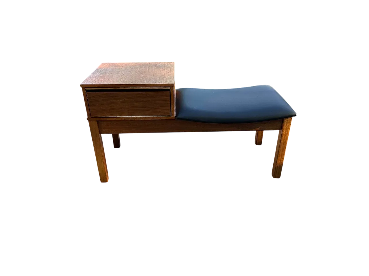 Telefonia in teak con sedile in vinile, anni '60 11