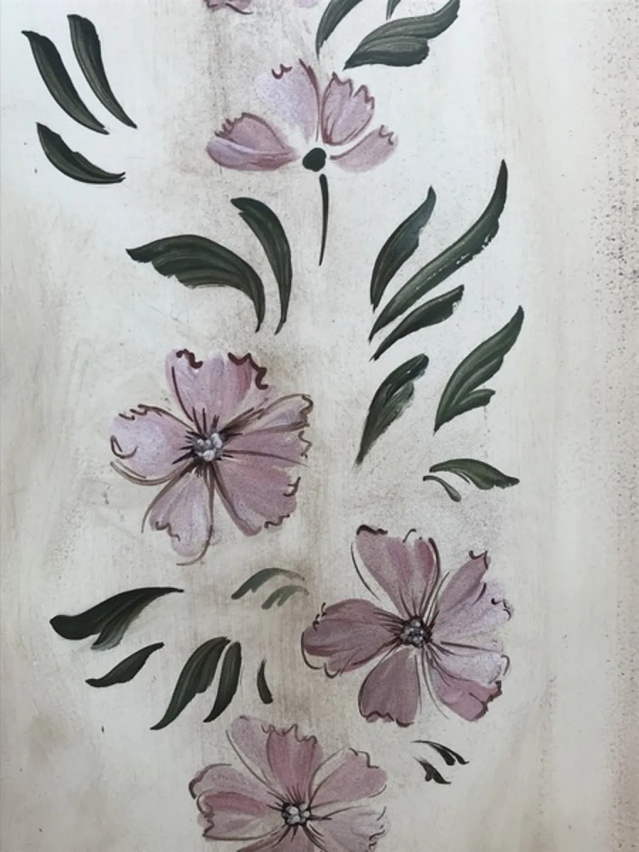 Armadio matrimoniale con motivo floreale dipinto a mano, '900 13