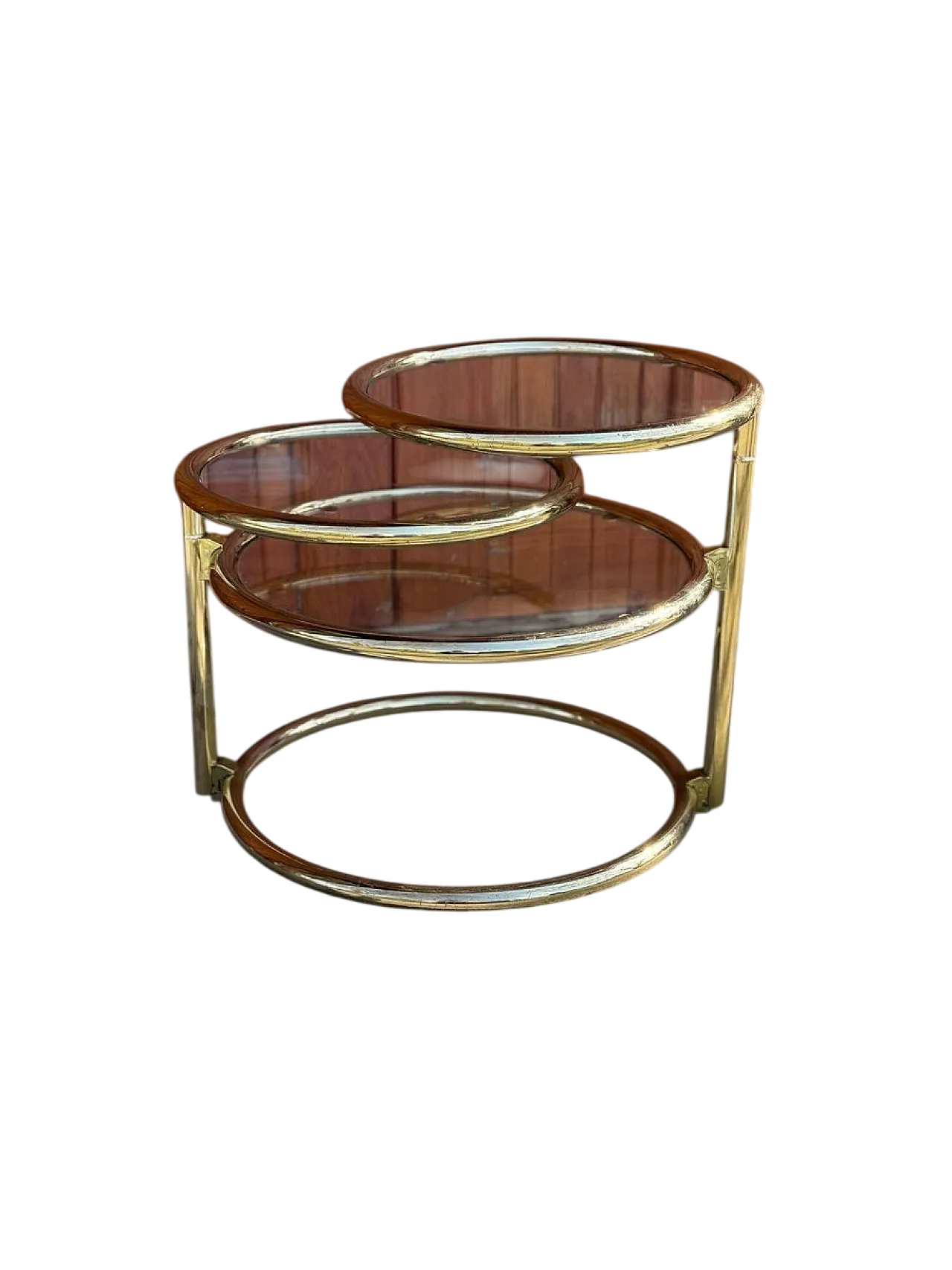 Tavolino girevole in ottone nello stile di Milo Baughman, anni '70 8