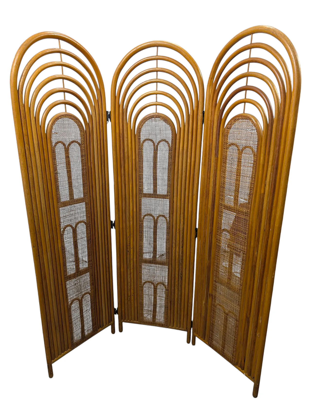 Separé in legno di vimini, anni '80 1