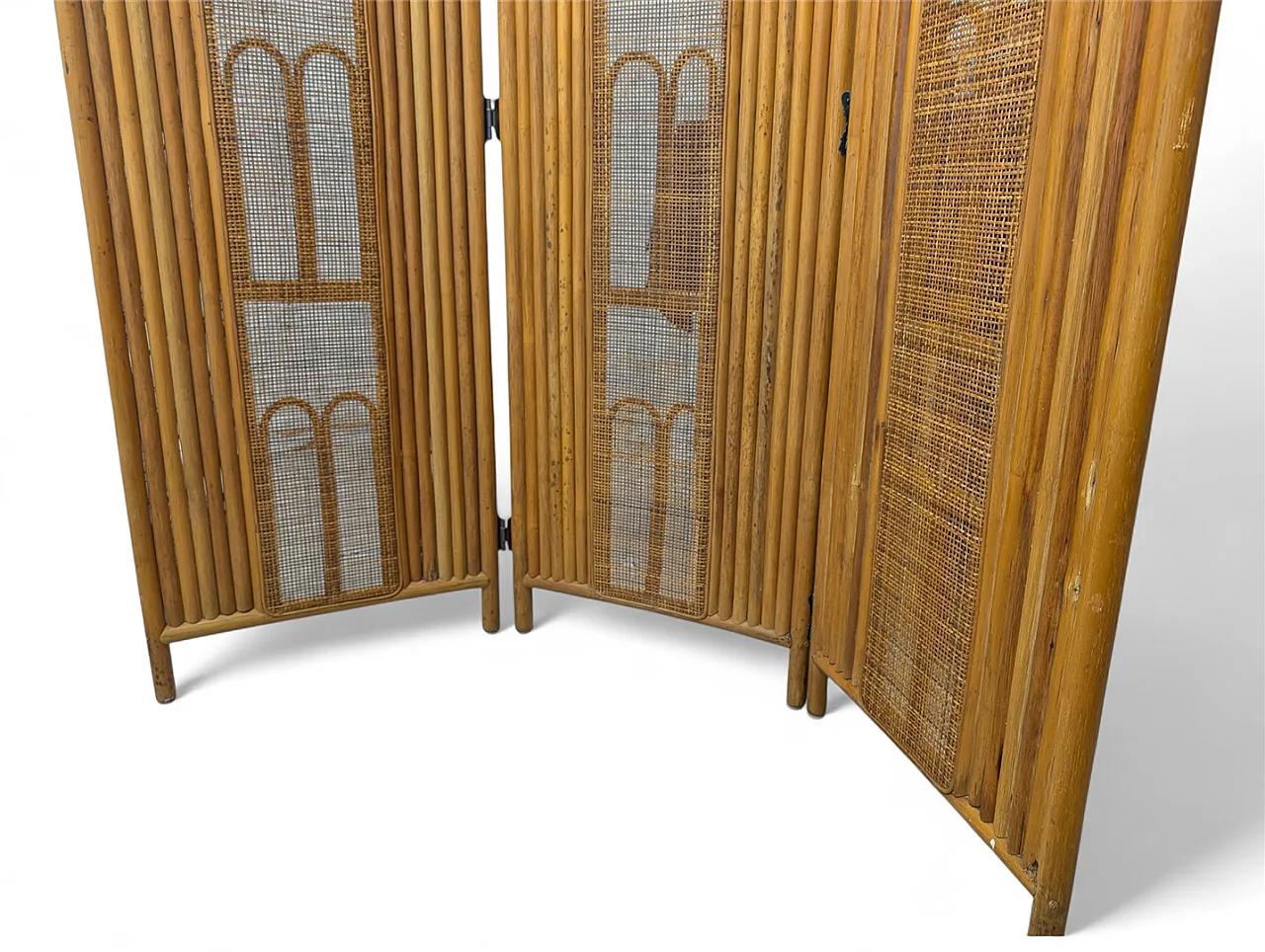 Separé in legno di vimini, anni '80 3