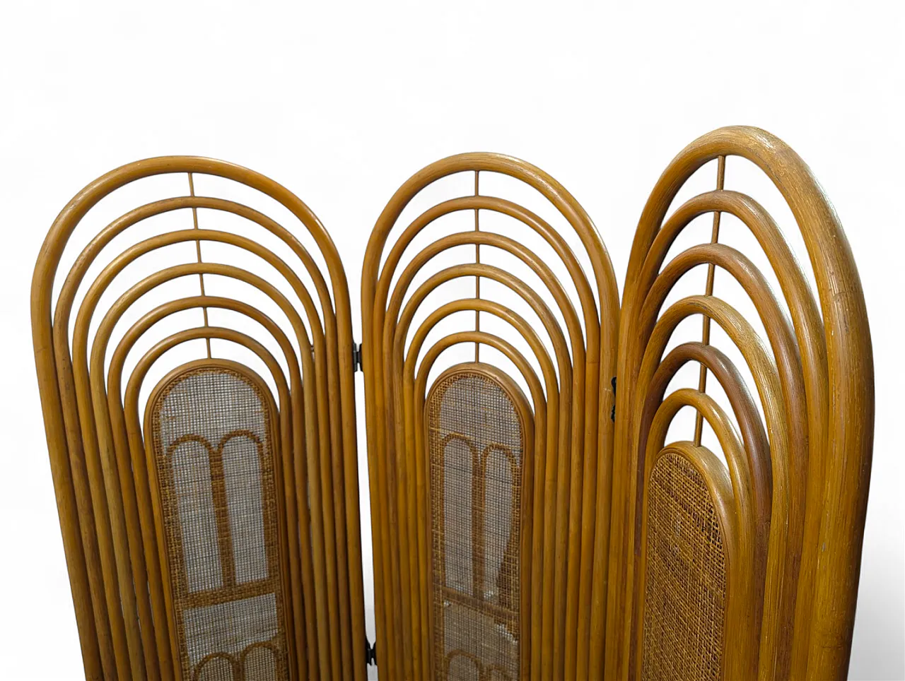 Separé in legno di vimini, anni '80 5