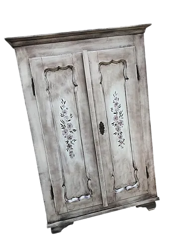 Armadio matrimoniale con motivo floreale dipinto a mano, '900