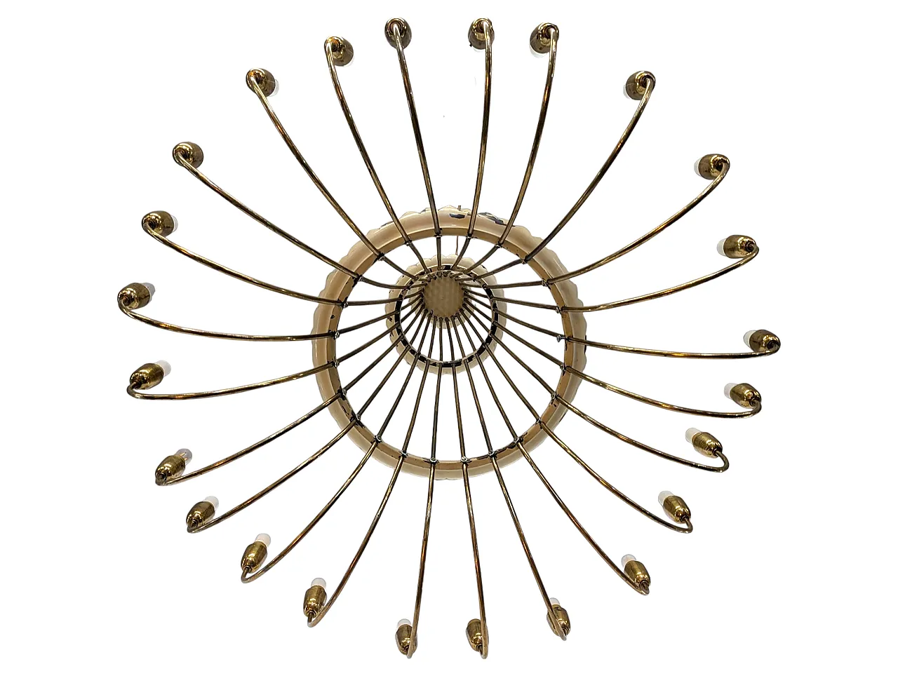 Golden brass cascade chandelier with 25 lights, early 20th century 2