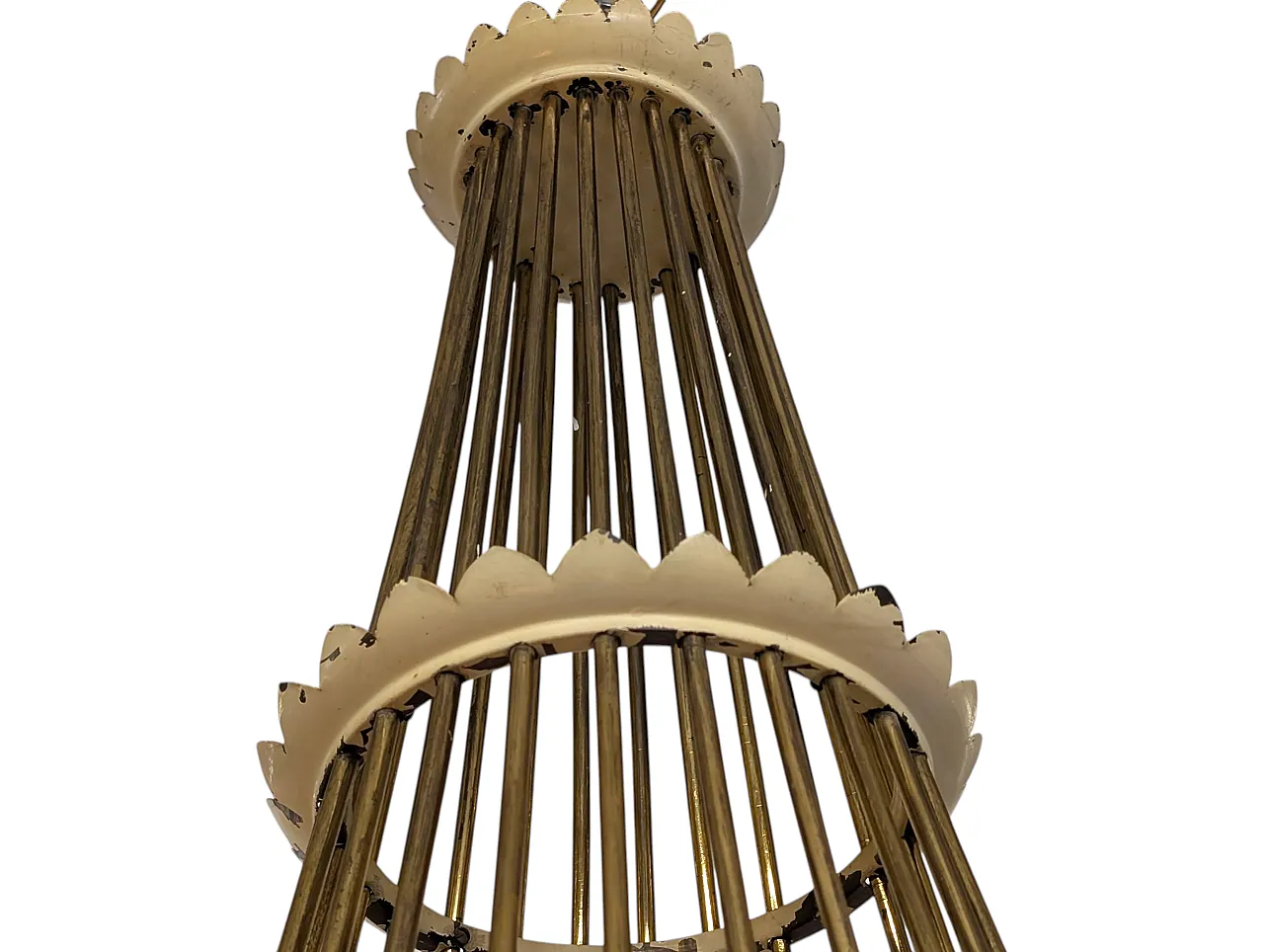 Golden brass cascade chandelier with 25 lights, early 20th century 4