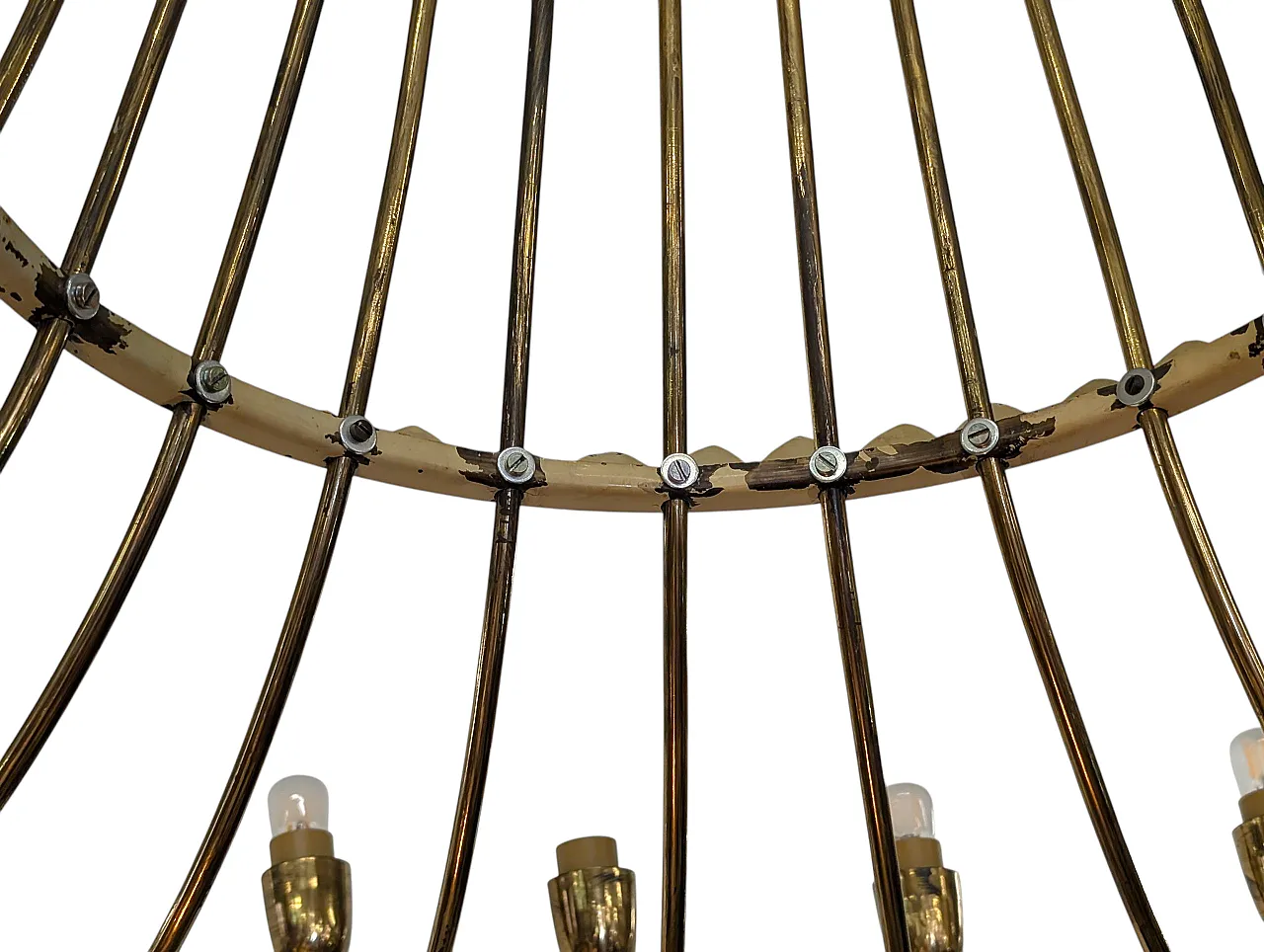 Golden brass cascade chandelier with 25 lights, early 20th century 5