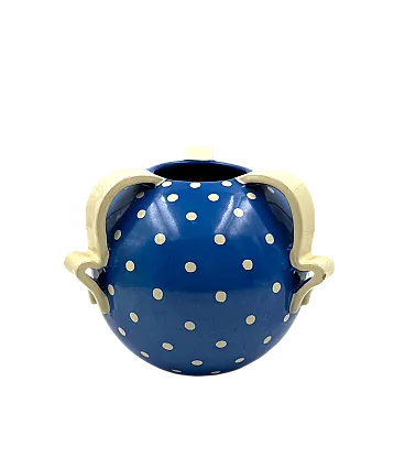 Art Deco blue ceramic vase by Rometti for Umbertide, 1930s