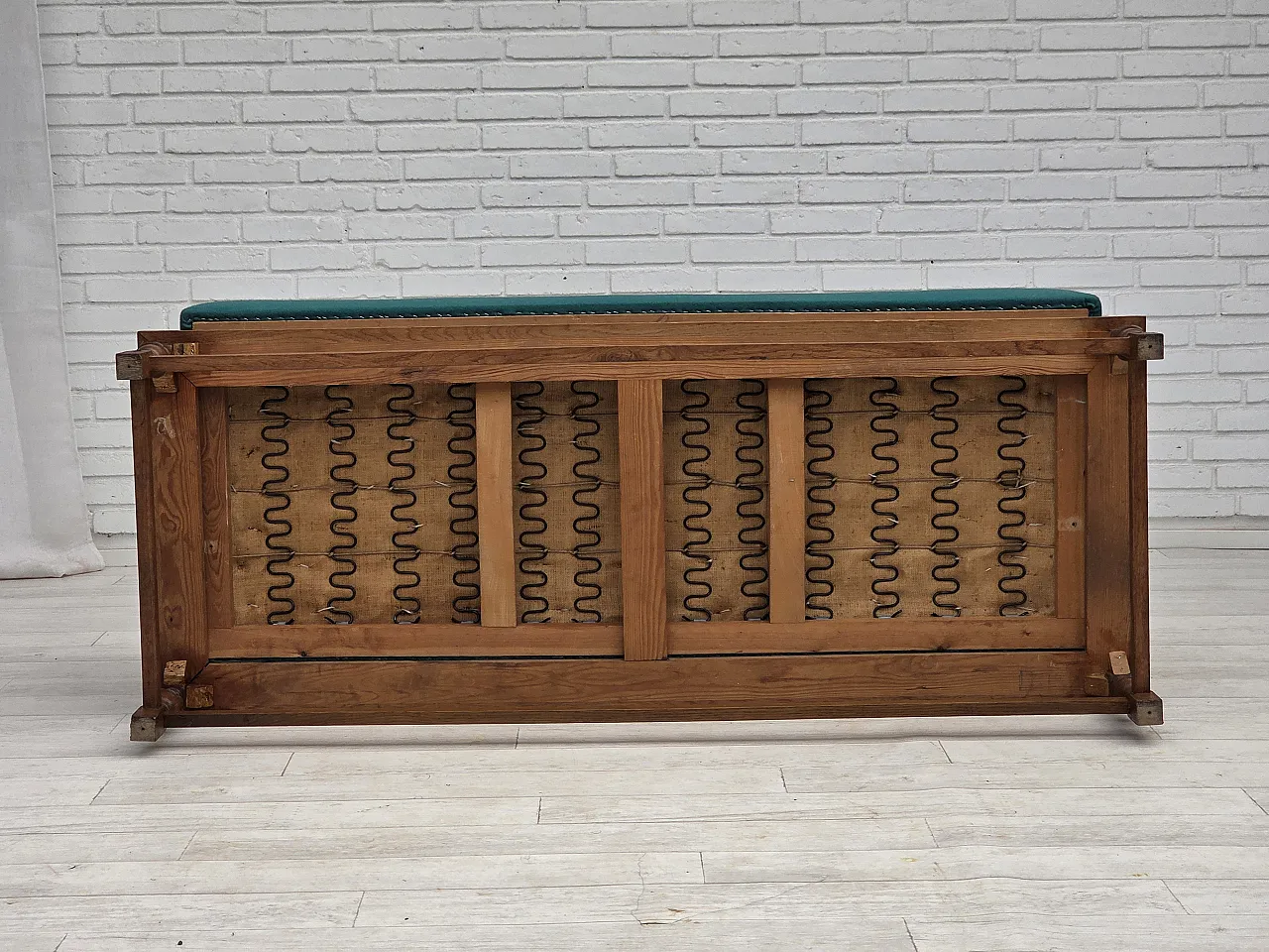 Danish 2-seater drop-leaf sofa in wool and oak wood, 1950s 24