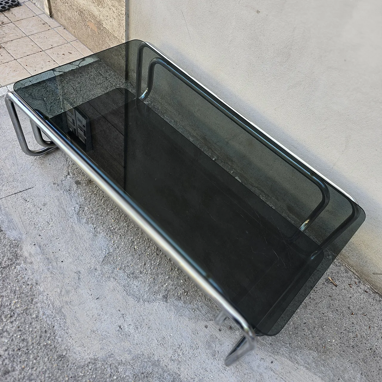 Coffee table in steel and glass, 1970s 1