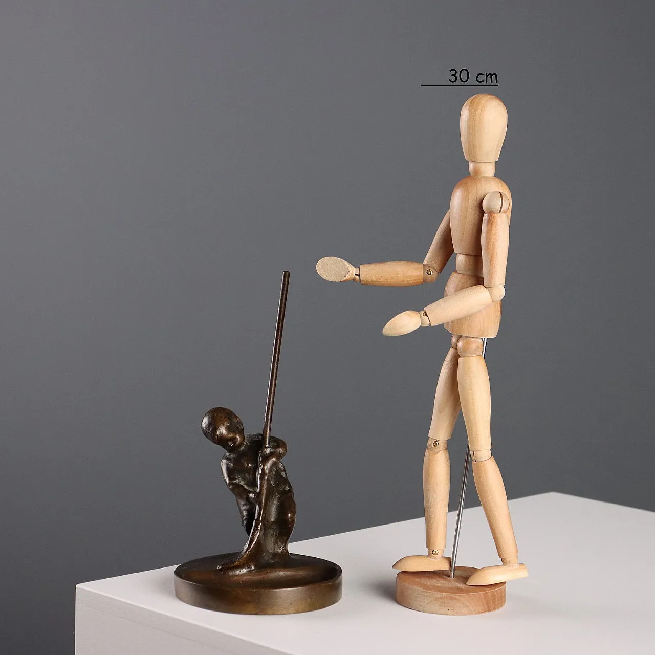 Child with Broom in bronze by Alberto Dressler, 20th century 2