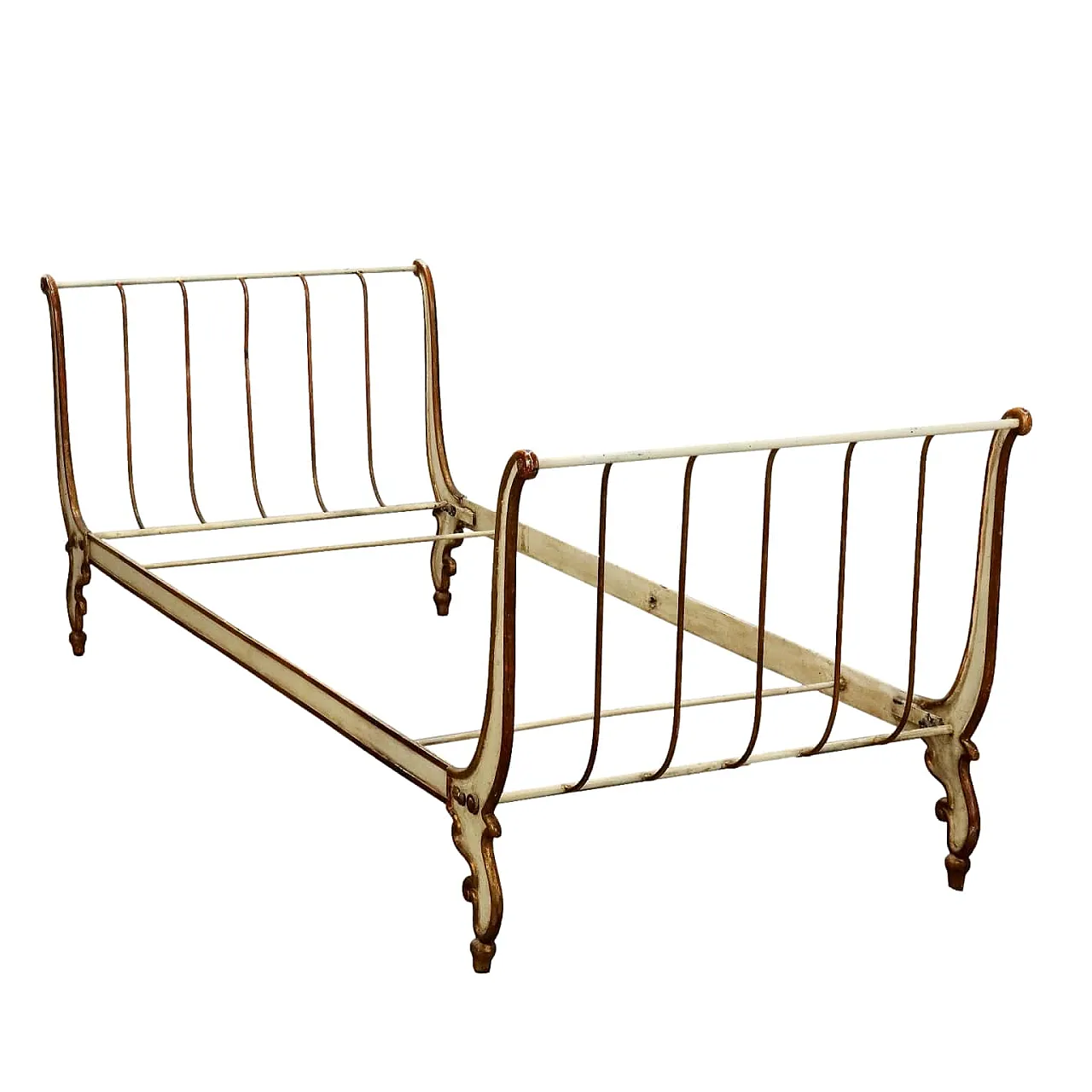 Lacquered Louis Philippe Wrought iron bed glilded, 19th century 1