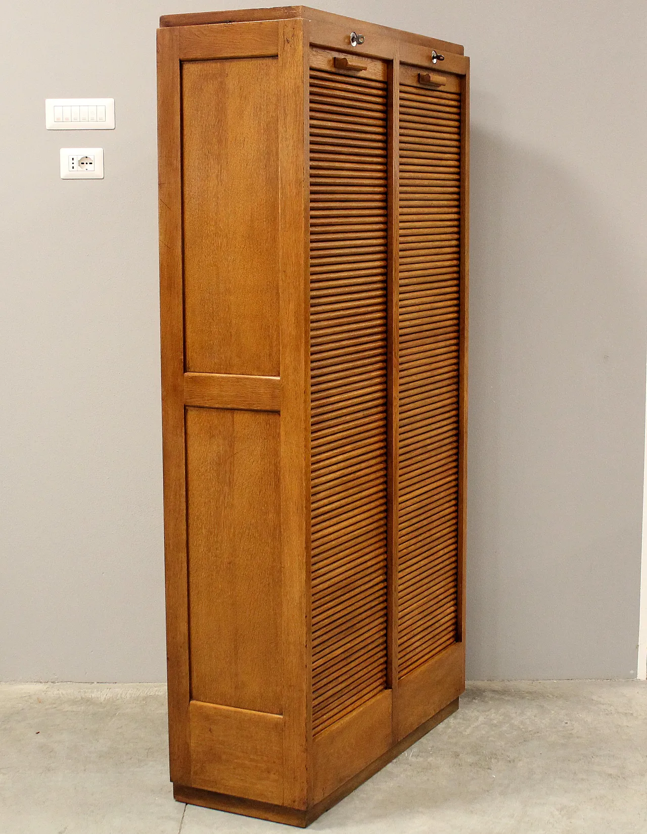 Classificatore serranda schedario archivio in rovere, primo '900 3