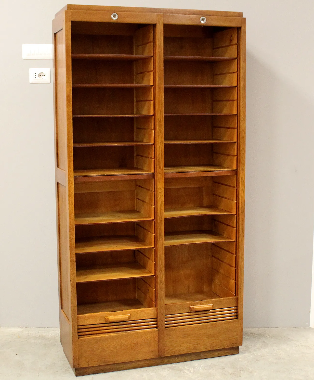 Classificatore serranda schedario archivio in rovere, primo '900 5