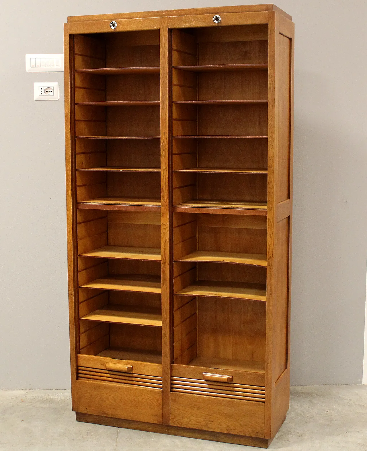 Classificatore serranda schedario archivio in rovere, primo '900 6