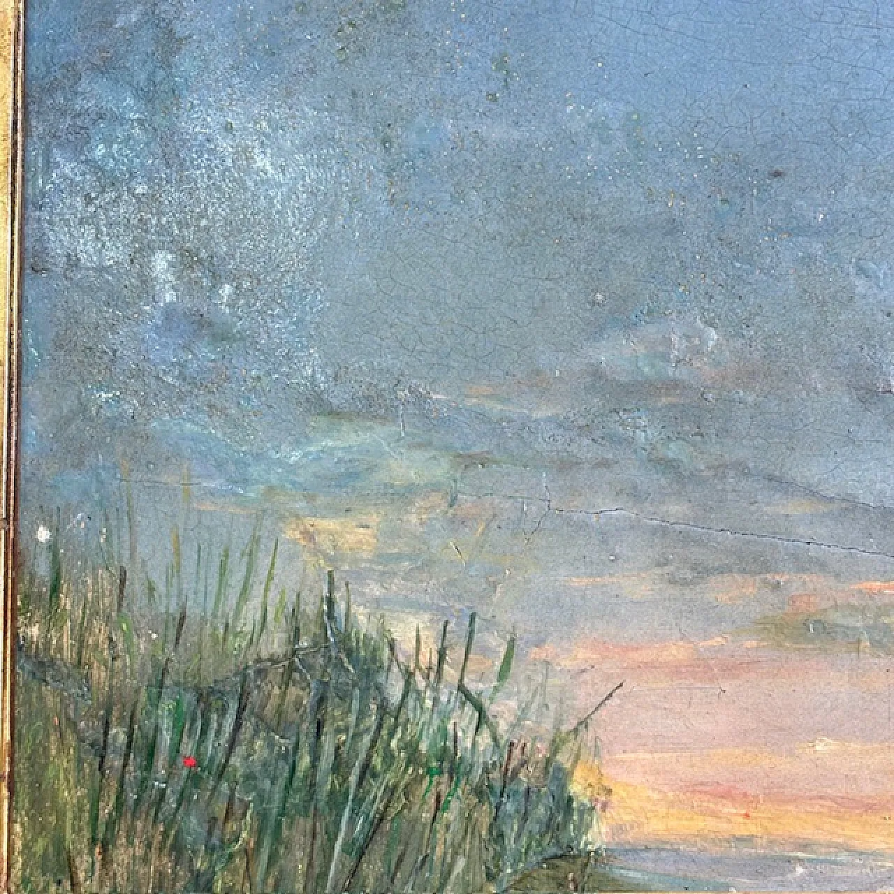 Dipinto di paesaggio olio su tavola in cornice, fine '700 4