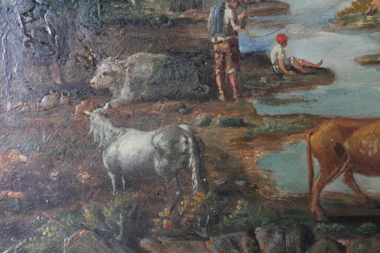 Dipinto di paesaggio olio su tavola in cornice, fine '700 15