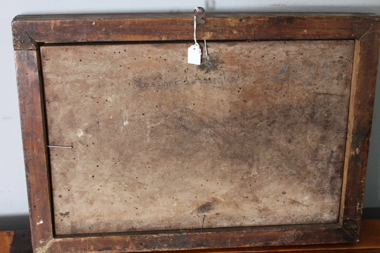 Dipinto di paesaggio olio su tavola in cornice, fine '700 17