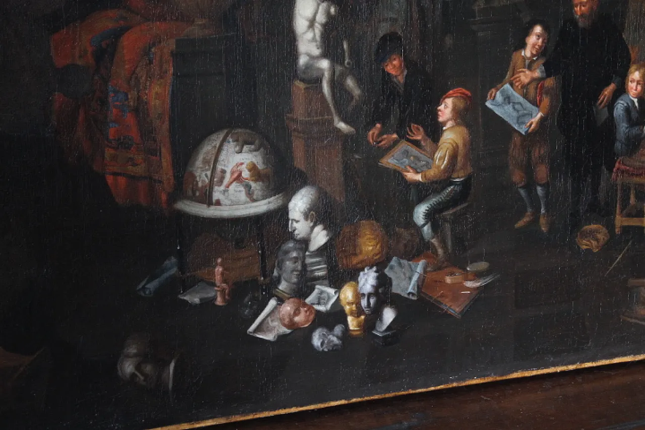 Dipinto olio su tela fiammingo atelier d artista, '600 3